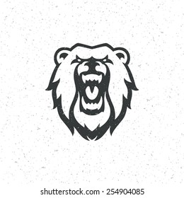 Vintage Bear Face Mascot Emblem Symbols. Can Be Used For T-shirts Print, Labels, Badges, Stickers, Logotypes Vector Illustration.