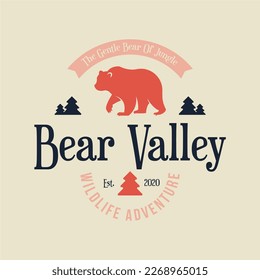 Vintage bear logo design. Retro bear logo design. Bear logo template