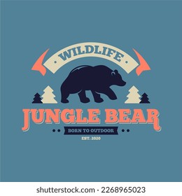 Vintage bear logo design. Retro bear logo design. Bear logo template