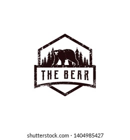 Vintage Bear Logo Design Vector Template