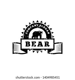 Vintage Bear Logo Design Vector Template