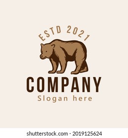 vintage bear logo design vector illustration isolated design element