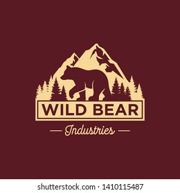 Vintage Bear Logo Template Vector