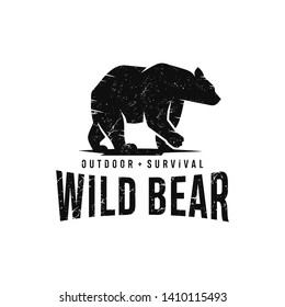 Vintage Bear Logo Template Vector