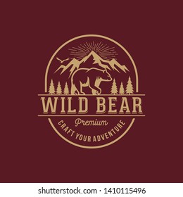 Vintage Bear Logo Template Vector