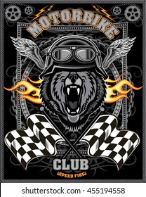 Vintage Bear Motorcycle Label