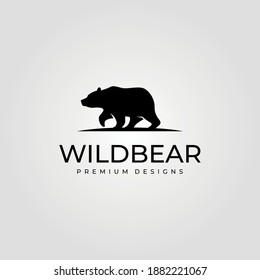 vintage bear walk logo vector symbol illustration design