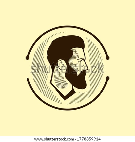 Vintage beard man circle vector logo template