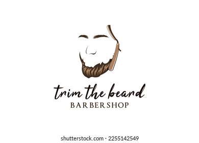 Vintage beard man design for barbershop logo and beard cut