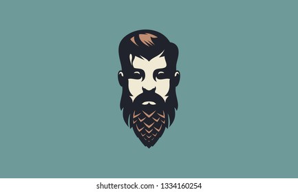 Vintage Bearded Man Face Brewery Illustration Stock Vector (Royalty ...