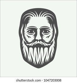 Vintage beardman lumberjack in retro style. Monochrome Graphic Art. Vector Illustration
