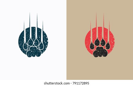 Vintage Beast Animal Paw Iconic Logo designs concept