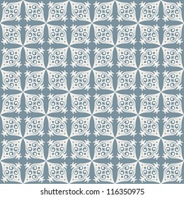 Vintage beautiful background with rich, old style, luxury ornament, fashioned seamless pattern, white and light blue, vector wallpaper, floral, oldest style swatch fabric for decoration and design