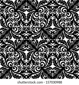 Vintage beautiful background with rich, old style, luxury ornamentation, fashioned seamless pattern, black and white vector wallpaper, floral, oldest style swatch fabric for decoration and design