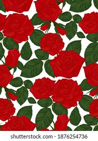 Hermosas rosas rojas vintage. Ilustración vectorial. Patrón transparente