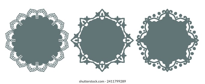 Vintage beautiful round decorative frame set vector