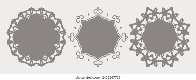 Vintage beautiful round decorative frame set vector