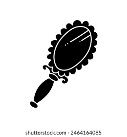 Vintage beauty hand held mirror black hand drawn icon