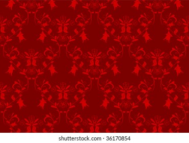 Vintage beauty red damask background. Swatches include.