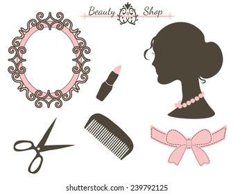 Vintage Beauty Shop. Set of elements