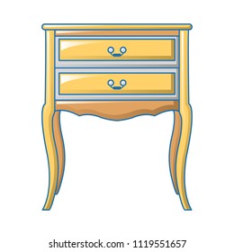 Vintage bedside table icon. Cartoon of vintage bedside table vector icon for web design isolated on white background