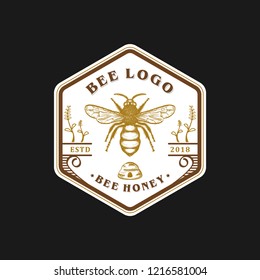 vintage bee logo design