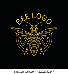 vintage bee logo Design vector graphic