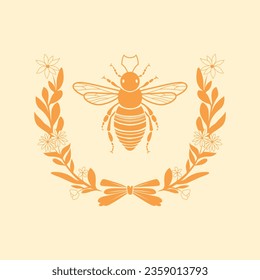 Vintage Bee Logo Icon Vector - Timeless Charm and Nature's Grace in Retro Style