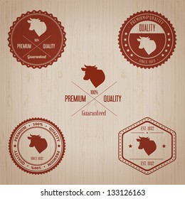 Vintage Beef Badge set | Editable EPS vector illustration