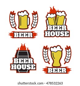 Vintage beer brewery logos, emblems vector illustration