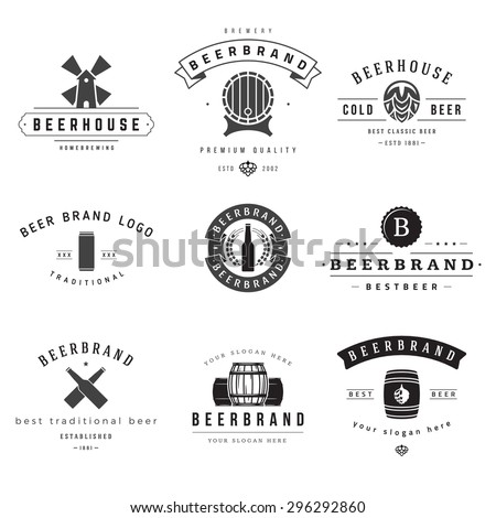 Vintage beer brewery logos, emblems, labels, badges and design elements