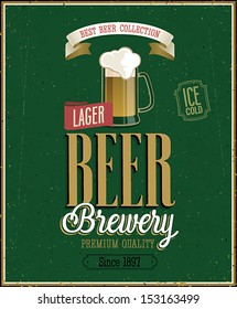 Vintage Beer Brewery Poster. Vector illustration.