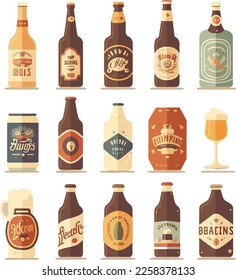 Vintage beer collection Vector illustratiom