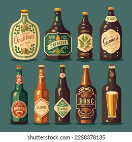 Vintage beer collection Vector illustratiom