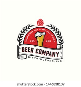 vintage beer company logo template illustration vector premium quality