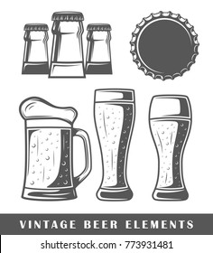 Vintage beer elements. Vector illustration