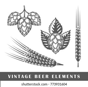 Vintage beer elements. Vector illustration