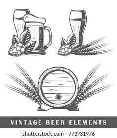 Vintage beer elements. Vector illustration