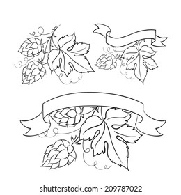 Vintage beer emblems and label. Vector illustration.
