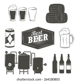 Vintage beer emblems, labels and design elements Beer set