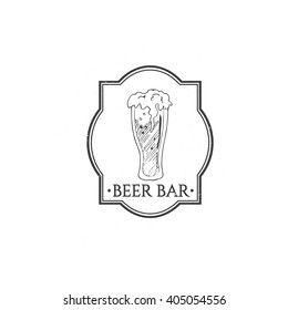 Vintage beer festival emblem, label, logo, symbol, sticker, badge and designed element.  Vector illustration. Isolated on white background