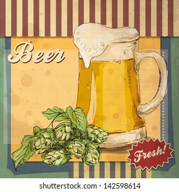 vintage beer food poster drink vector art antique invite grunge hand drawn retro card vector design with beer good as a template of advertisement vintage beer food poster drink vector art antique invi