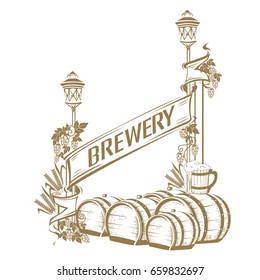Vintage beer frame. Vector illustration in retro style.