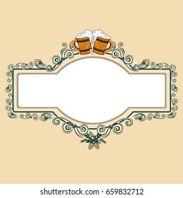 Vintage beer frame. Vector illustration in retro style.
