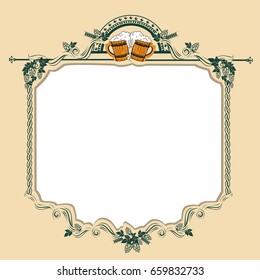Vintage beer frame. Vector illustration in retro style.
