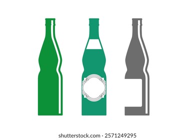 Vintage beer glass bottles isolated on white background. Vector clipart