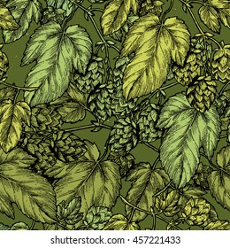 Vintage beer hop background. Vector illustration