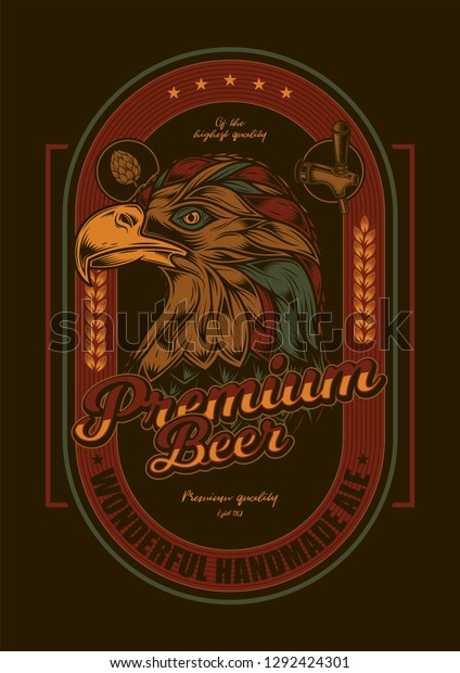 Vintage Beer Label American Eagle Vector Stock Vector