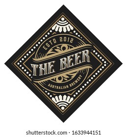 Vintage  beer label design template with hop. Vector illustration.