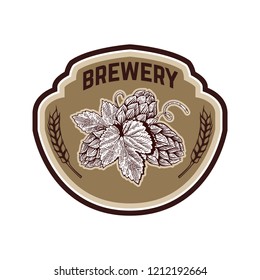 Vintage beer label with hop. Design elements for logo, label, emblem, sign, menu. Vector illustration